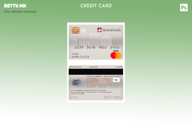 Модерен стил Чиле Банко дел Естадо де Чиле шаблон за основна дебитна картичка